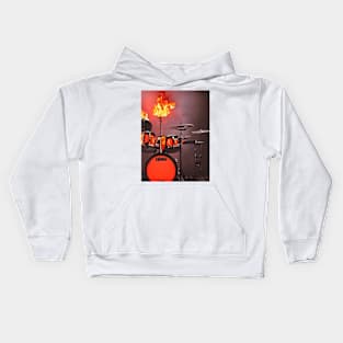 Drum Kit on Fire Kids Hoodie